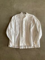 TOUJOURS レースピンタックラッフルシャツ