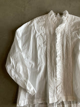 TOUJOURS レースピンタックラッフルシャツ