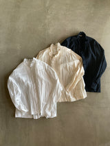 TOUJOURS レースピンタックラッフルシャツ