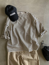 FIRMUM ボートネック六分袖Tシャツ