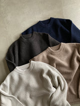 TOUJOURS リブステッチクルーネックビッグプルオーバー