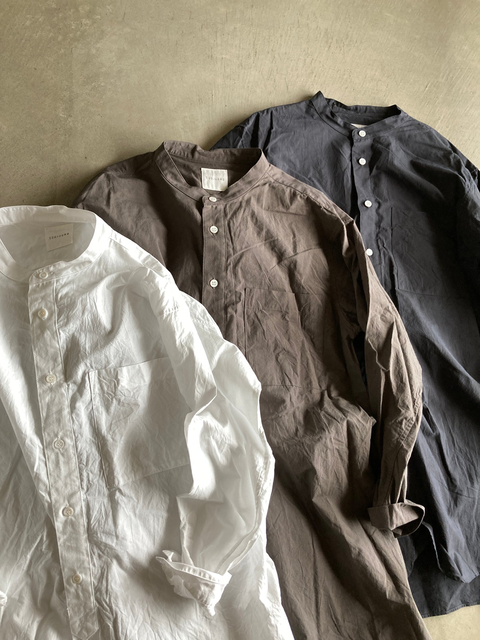 TOUJOURS クラッシックバンドカラーシャツ – 日々と旅 hutte