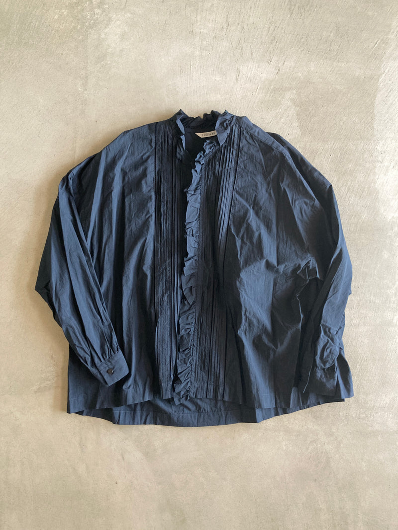 TOUJOURS レースピンタックラッフルシャツ